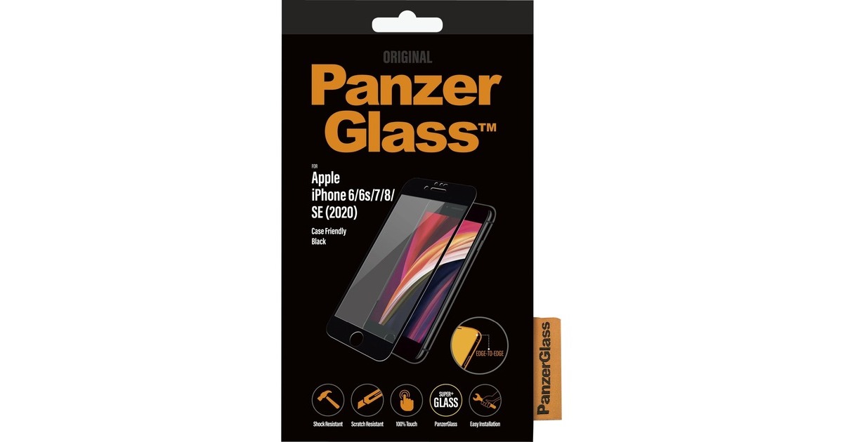 PanzerGlass Displayschutz, Schutzfolie(schwarz, iPhone SE (3./2.Generation), iPhone 8/7, iPhone 6S/6)
