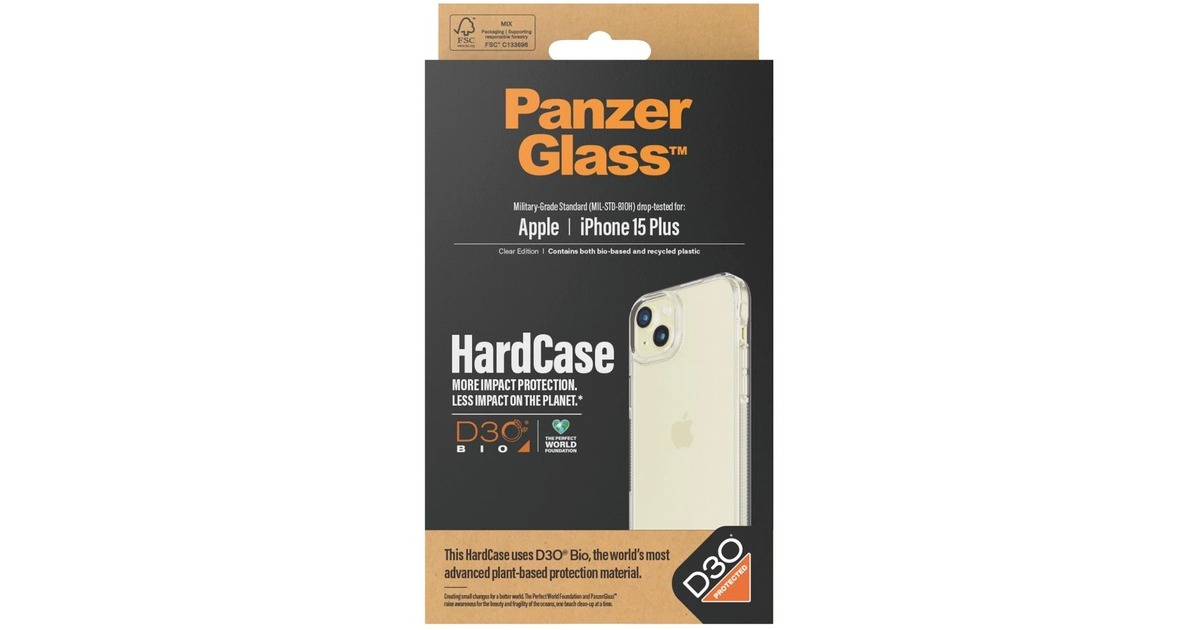 PanzerGlass HardCase D30 BIO, Handyhülle(transparent, iPhone 15 Plus)