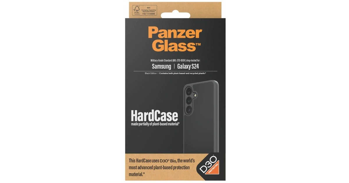 PanzerGlass HardCase D30 BIO, Handyhülle(schwarz, Samsung Galaxy S24)