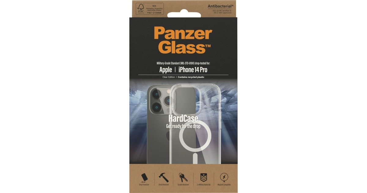 PanzerGlass HardCase, Handyhülle(transparent, iPhone 14 Pro, MagSafe)