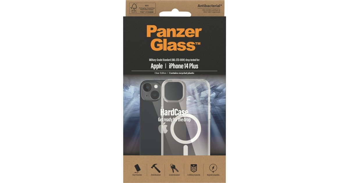 PanzerGlass HardCase, Handyhülle(transparent, iPhone 14 Plus, MagSafe)