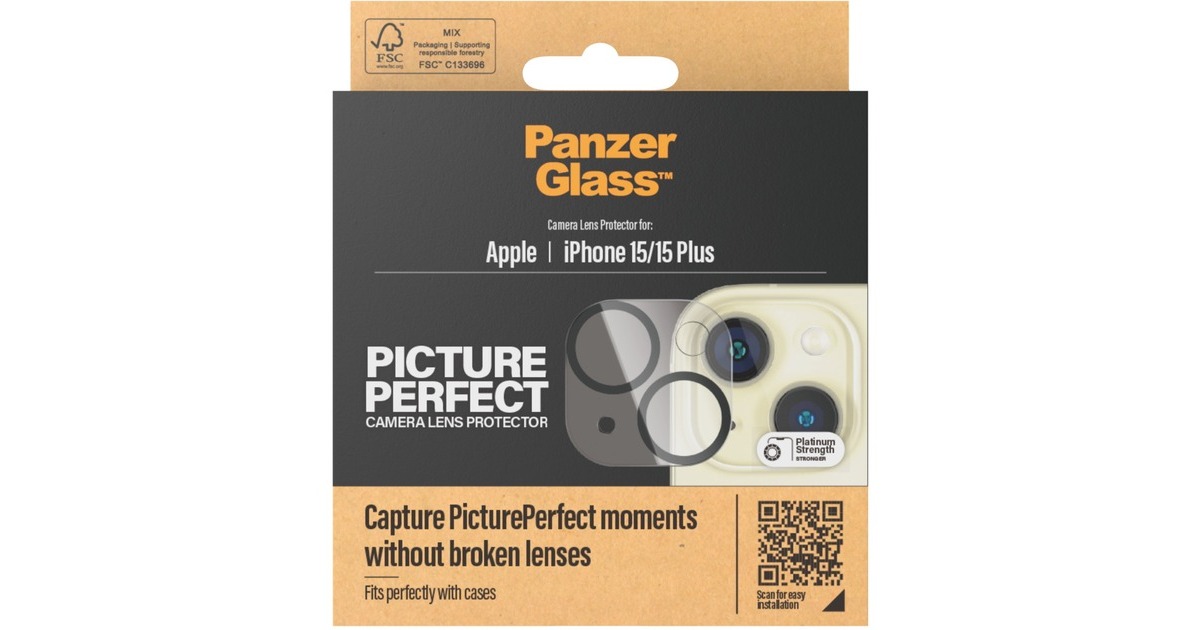 PanzerGlass PicturePerfect Kameraschutz, Schutzfolie(transparent, iPhone 15, iPhone 15 Plus)
