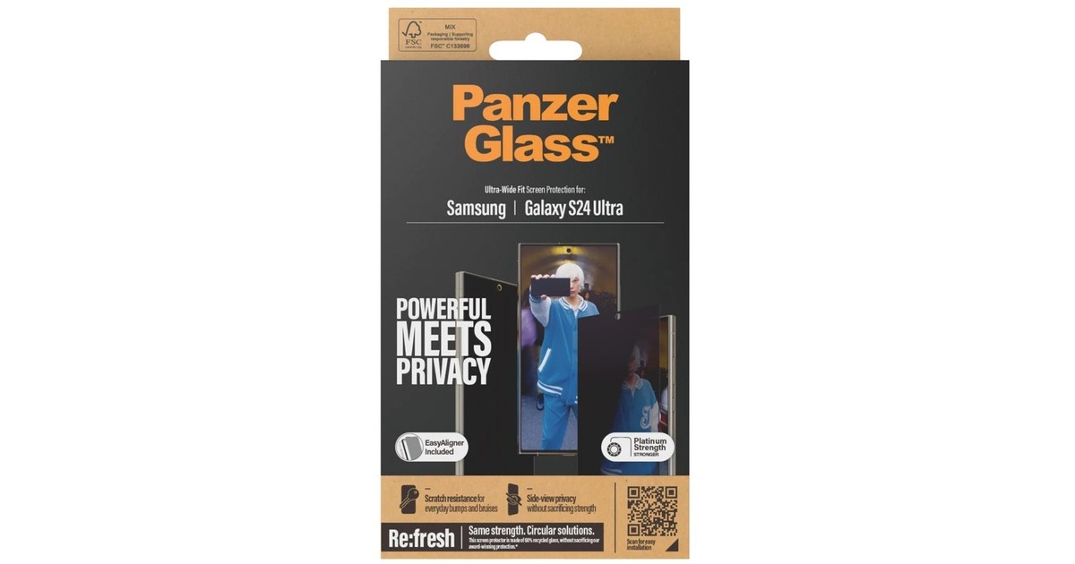 PanzerGlass Privacy Displayschutz, Schutzfolie(transparent, Samsung Galaxy S24 Ultra, EasyAligner)