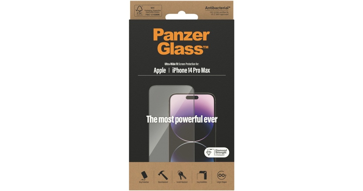 PanzerGlass Ultra Wide Fit Bildschirmschutz, Schutzfolie(transparent, iPhone 14 Pro Max)