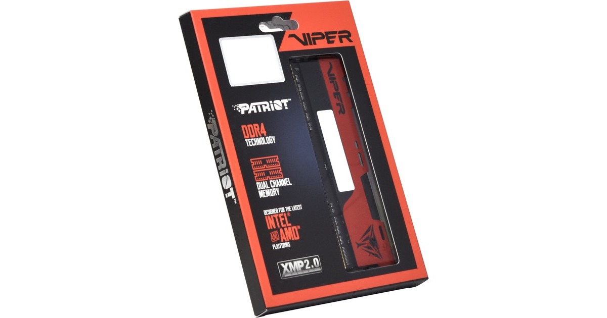 Patriot DIMM 16 GB DDR4-2666 (2x 8 GB) Dual-Kit, Arbeitsspeicher(rot/schwarz, PVE2416G266C6K, Viper Elite II, INTEL XMP)