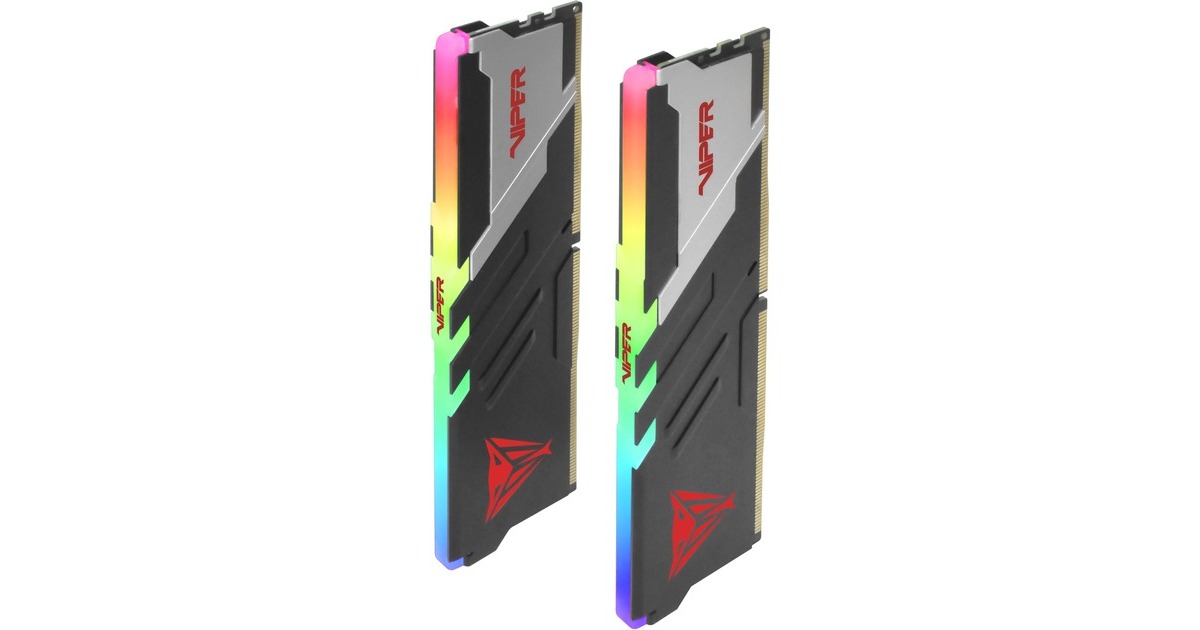 Patriot DIMM 32 GB DDR5-5600 (2x 16 GB) Dual-Kit, Arbeitsspeicher(schwarz/weiß, PVVR532G560C36K, Viper Venom RGB, INTEL XMP)