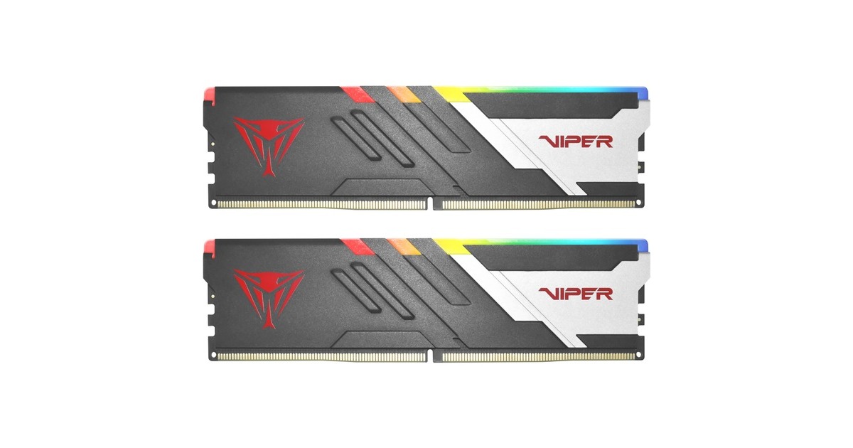 Patriot DIMM 32 GB DDR5-6000 (2x 16 GB) Dual-Kit, Arbeitsspeicher(schwarz/weiß, PVVR532G600C36K, Viper Venom RGB, INTEL XMP)