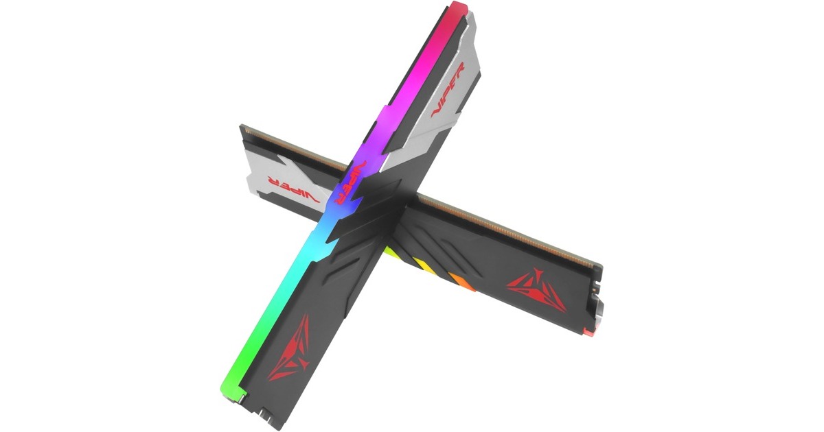 Patriot DIMM 32 GB DDR5-6000 (2x 16 GB) Dual-Kit, Arbeitsspeicher(schwarz/weiß, PVVR532G600C36K, Viper Venom RGB, INTEL XMP)