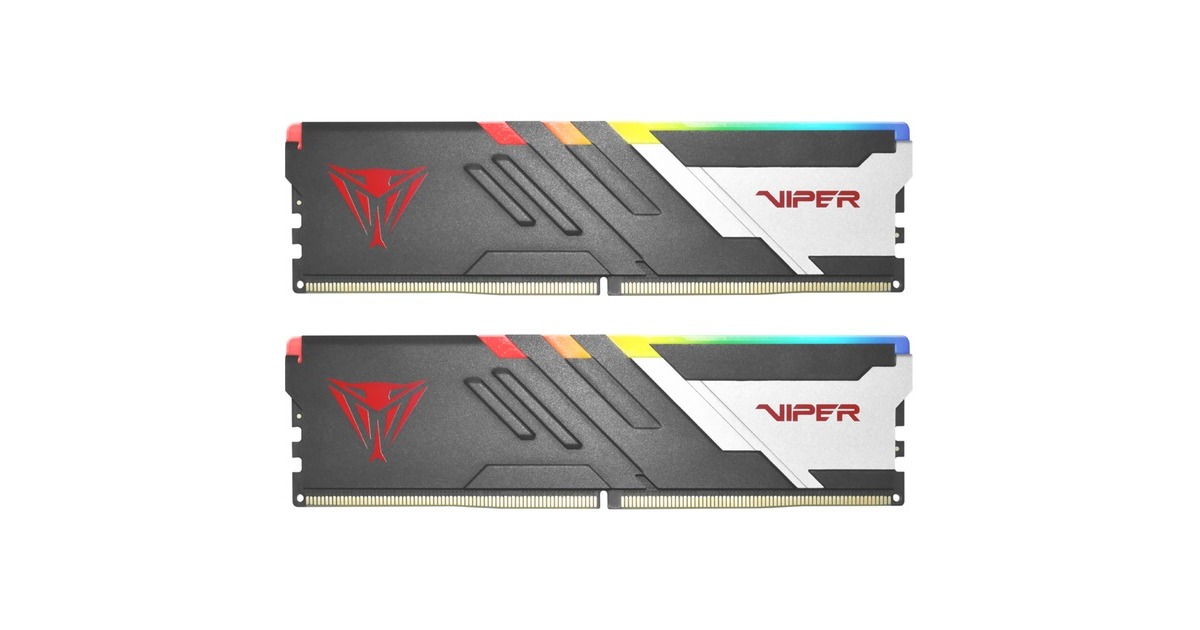 Patriot DIMM 32 GB DDR5-6200 (2x 16 GB) Dual-Kit, Arbeitsspeicher(schwarz/weiß, PVVR532G620C40K, Viper Venom RGB, INTEL XMP)