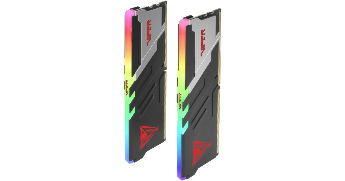 Patriot DIMM 32 GB DDR5-6200 (2x 16 GB) Dual-Kit, Arbeitsspeicher(schwarz/weiß, PVVR532G620C40K, Viper Venom RGB, INTEL XMP)