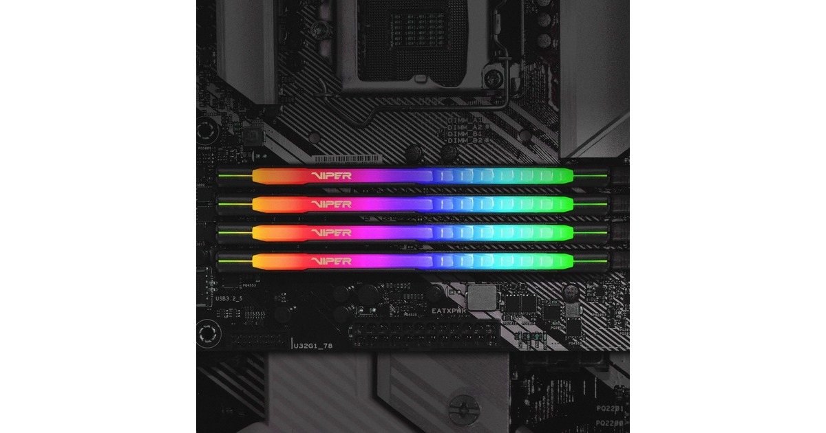 Patriot DIMM 64 GB DDR4-3200 (2x 32 GB) Dual-Kit, Arbeitsspeicher(schwarz, PVSR464G320C8K, Viper Steel RGB, INTEL XMP)