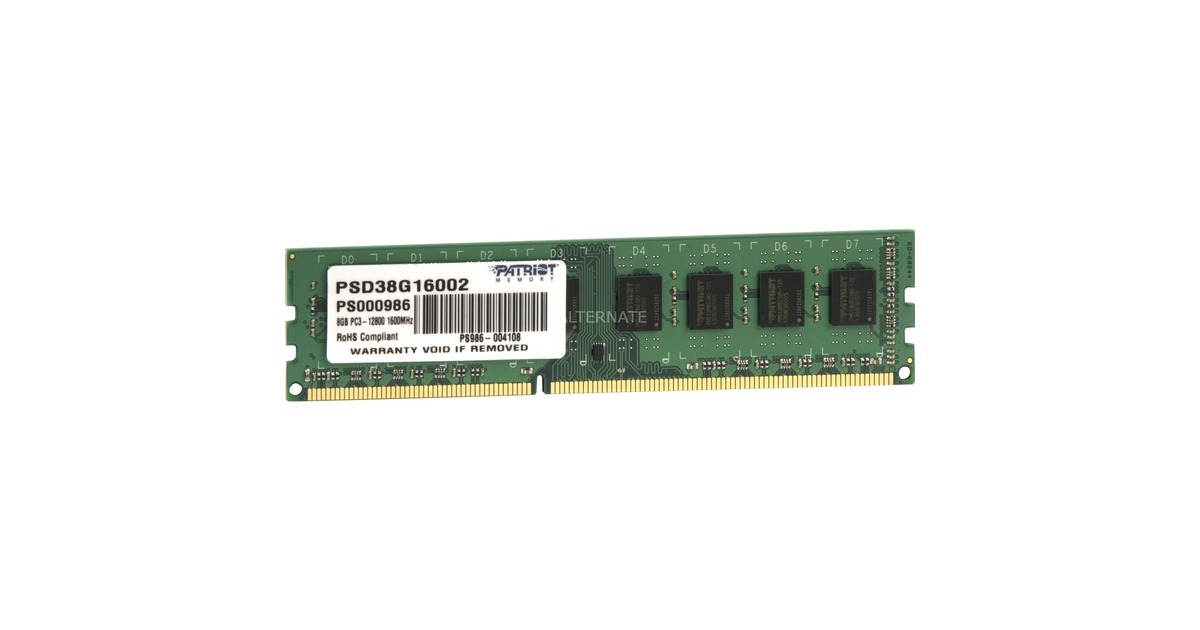 Patriot DIMM 8 GB DDR3-1600, Arbeitsspeicher(PSD38G16002, Signature Line)