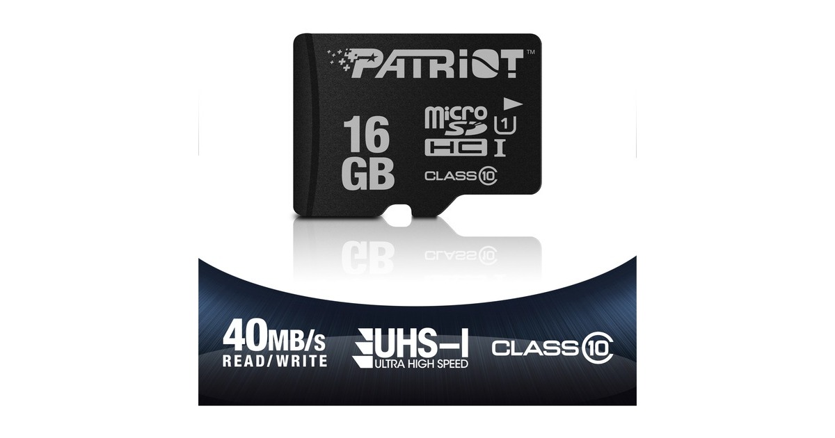 Patriot LX Series 16 GB microSDHC, Speicherkarte(schwarz, UHS-I U1, Class 10)