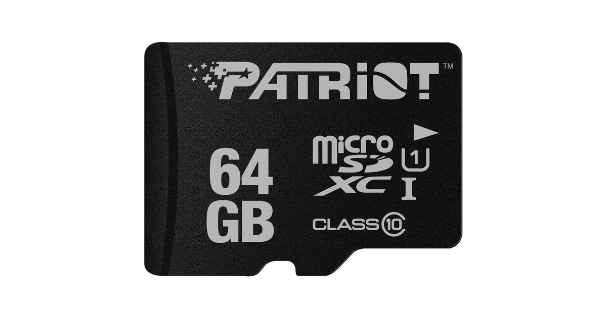 Patriot LX Series 64 GB microSDXC, Speicherkarte(schwarz, UHS-I U1, Class 10)
