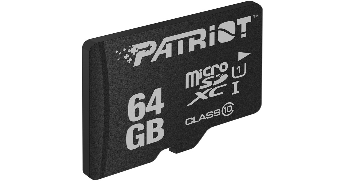 Patriot LX Series 64 GB microSDXC, Speicherkarte(schwarz, UHS-I U1, Class 10)