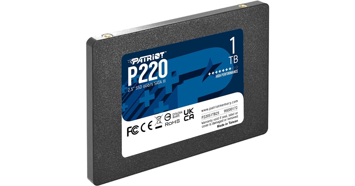 Patriot P220 1 TB, SSD(schwarz, SATA III 6 Gb/s, 2,5")