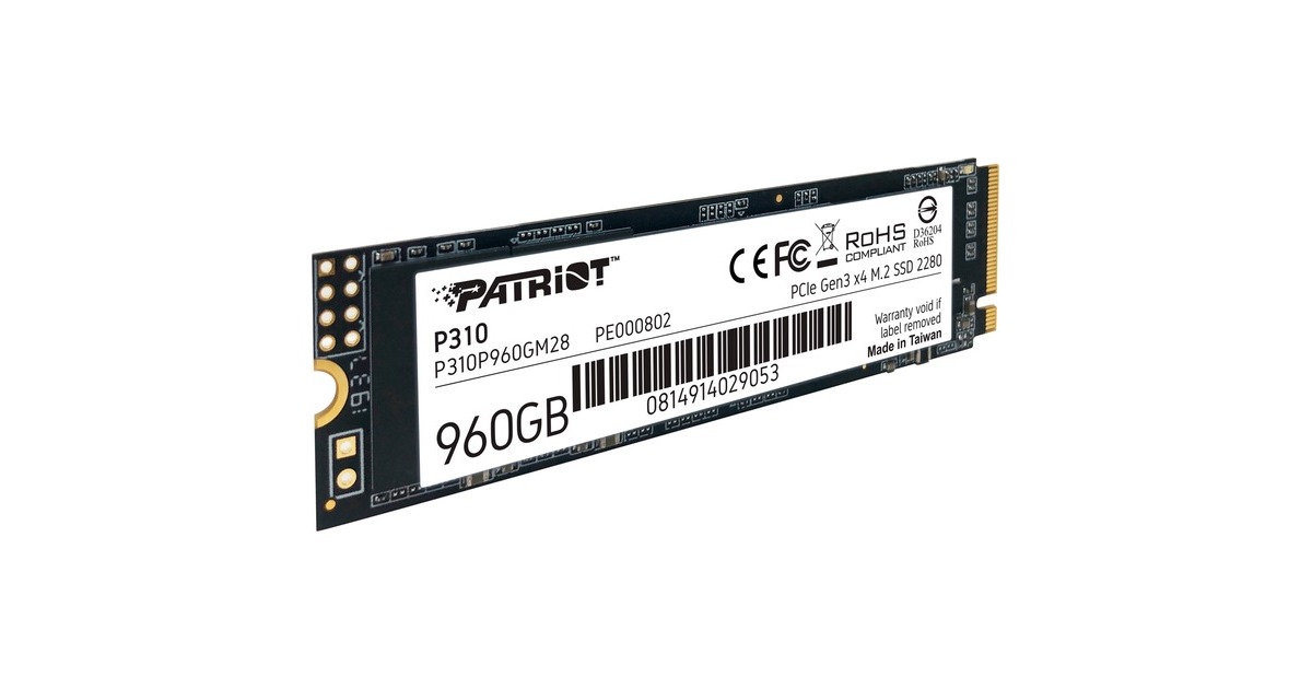 Patriot P310 960 GB, SSD(PCIe 3.0 x4, NVMe 1.3, M.2 2280)