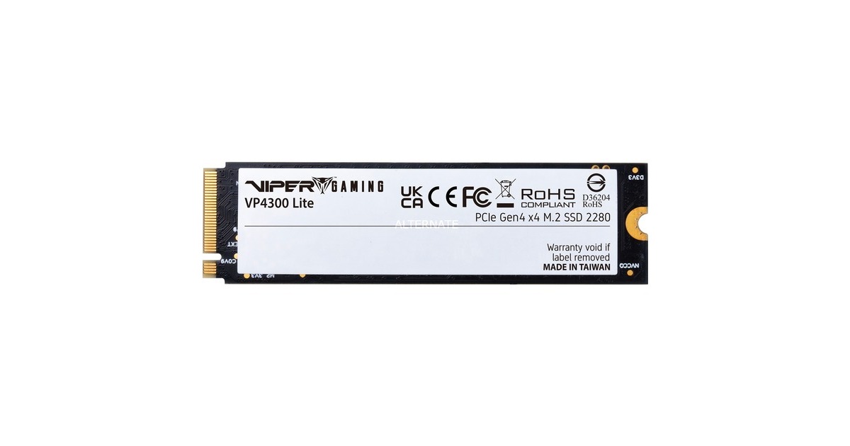 Patriot SSD 4TB 7400/6400 VP4300 Lite M.2 PAT PCIe(schwarz, PCIe 4.0 x4, NVMe 2.0, M.2 2280)