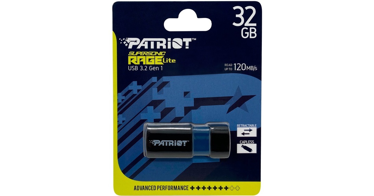 Patriot Supersonic Rage Lite 32 GB, USB-Stick(schwarz/blau, USB-A 3.2 Gen 1)