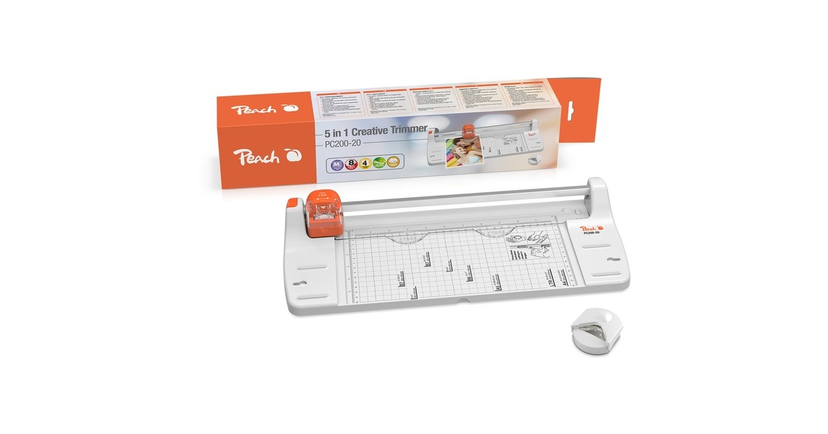 Peach 5 in 1 Kreativ Rollenschneider PC200-20, Schneidegerät(weiß/orange)