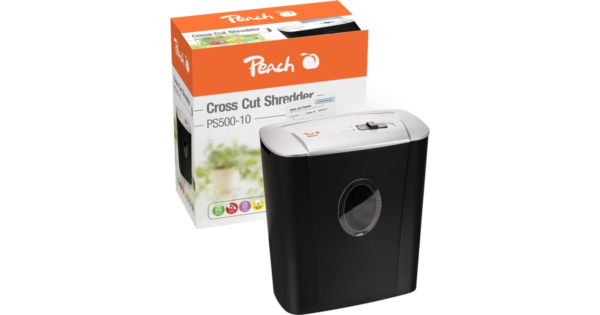 Peach Cross Cut Schredder PS500-10, Aktenvernichter(silber/schwarz)