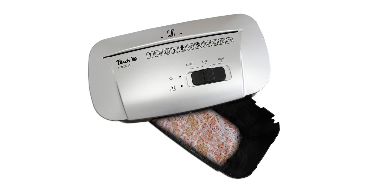 Peach Cross Cut Schredder PS500-10, Aktenvernichter(silber/schwarz)