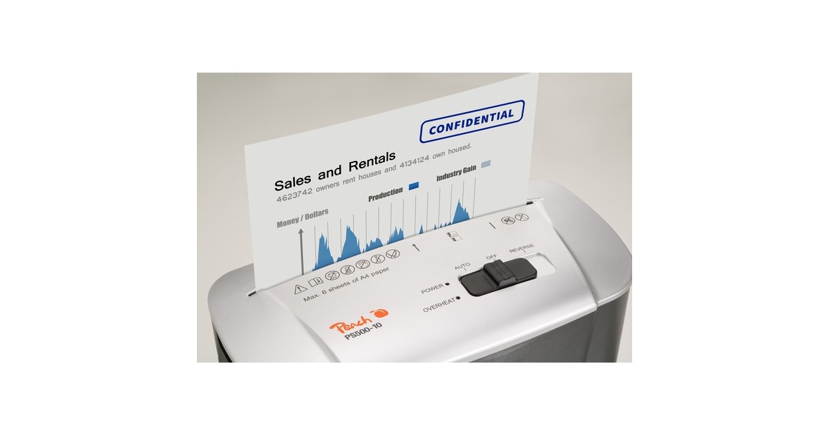 Peach Cross Cut Schredder PS500-10, Aktenvernichter(silber/schwarz)