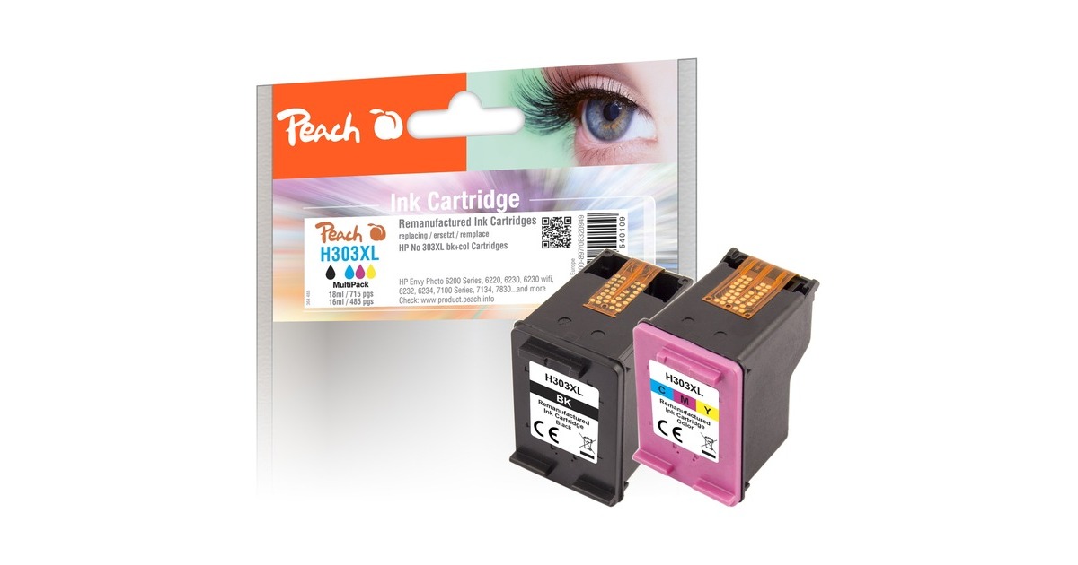 Peach Druckköpfe Spar Pack PI300-897, Tinte(kompatibel zu HP 303XL (3YN10AE))