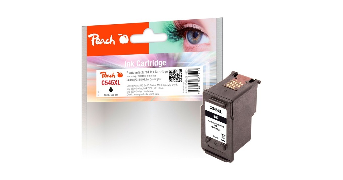 Peach Druckkopf schwarz PI100-224, Tinte(kompatibel zu Canon PG-545XLBK)