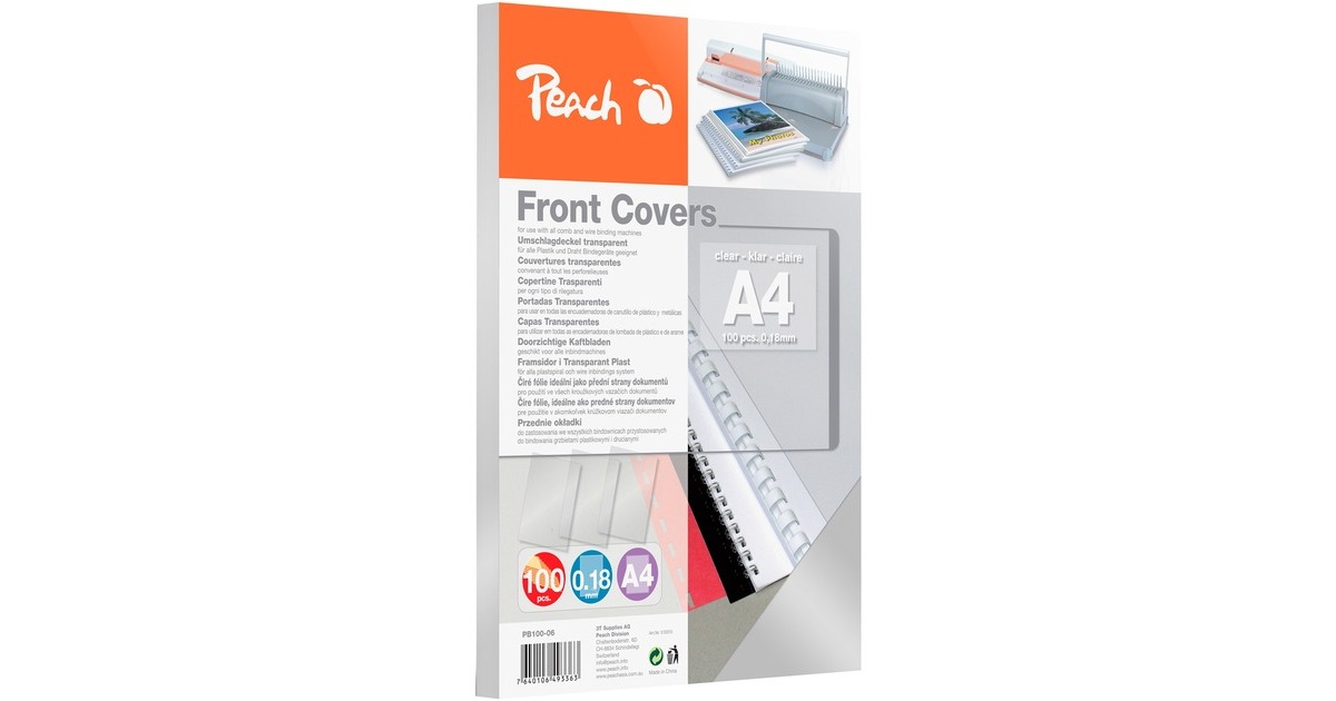Peach Einbanddeckel transparent A4(farblos, 100 Blatt)