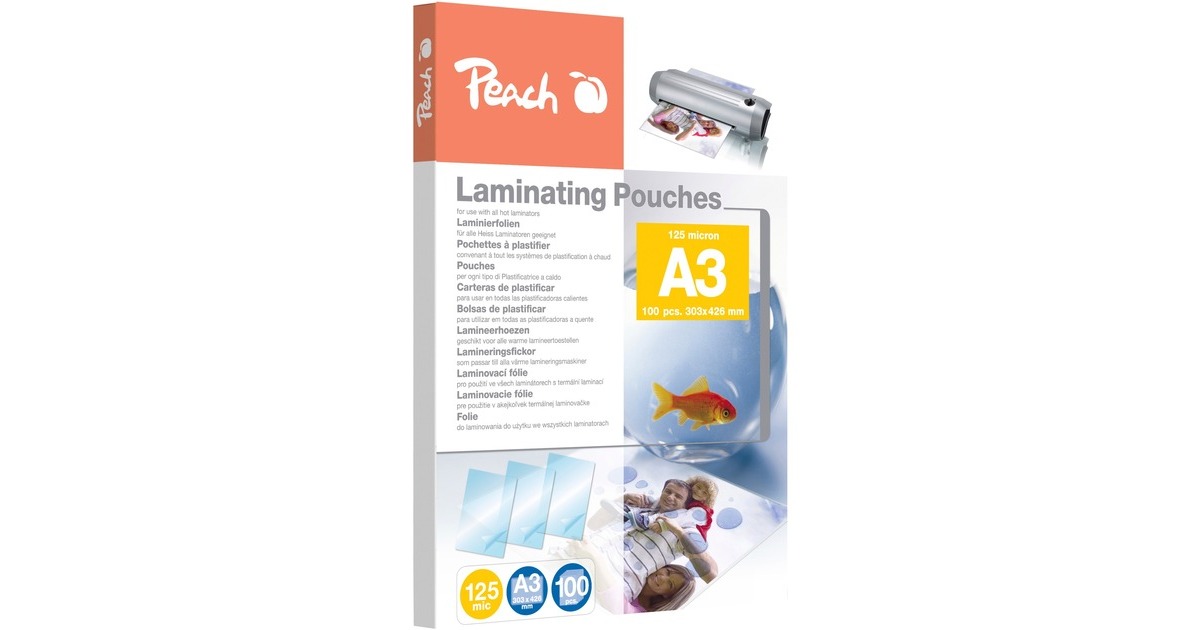 Peach Laminierfolie A3 125mic PP525-01, Folien(glänzend, 100 Stück)