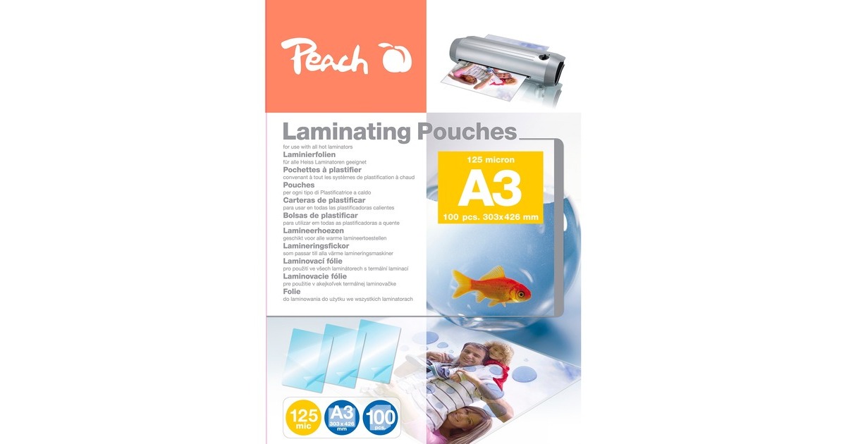 Peach Laminierfolie A3 125mic PP525-01, Folien(glänzend, 100 Stück)