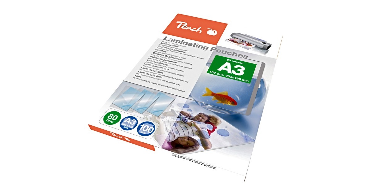 Peach Laminierfolie A3 80mic PP580-01, Folien(glänzend, 100 Stück)