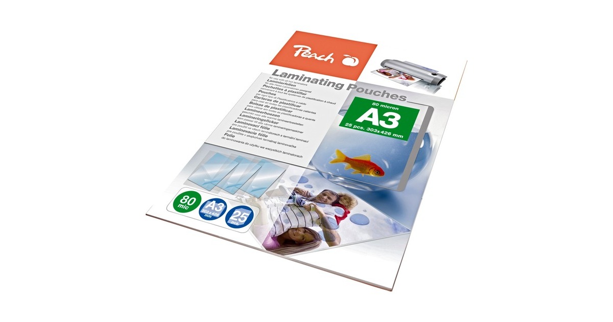 Peach Laminierfolie A3 80mic PPR080-01, Folien(glänzend, 25 Stück)