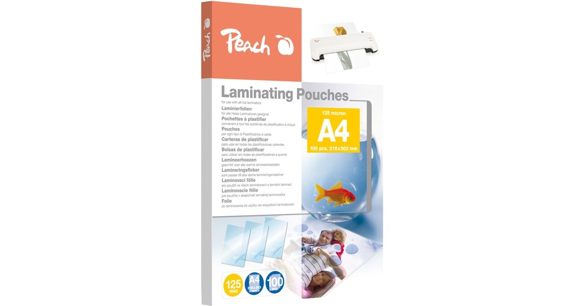 Peach Laminierfolie A4 125mic PP525-02, Folien(glänzend, 100 Stück)
