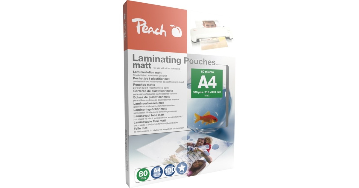 Peach Laminierfolie A4 80mic PP580-22, Folien(matt, 100 Stück)