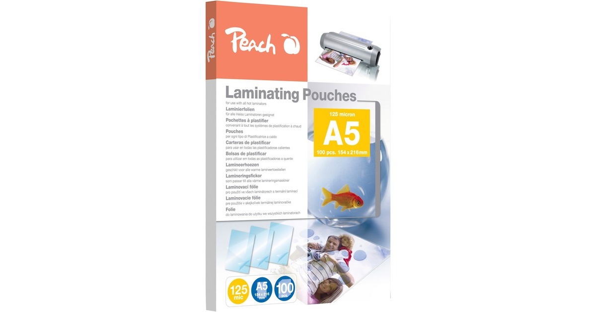 Peach Laminierfolie A5 125mic PP525-03, Folien(glänzend, 100 Stück)