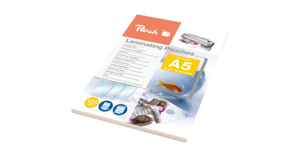 Peach Laminierfolie A5 125mic PPR525-03, Folien(glänzend, 25 Stück)