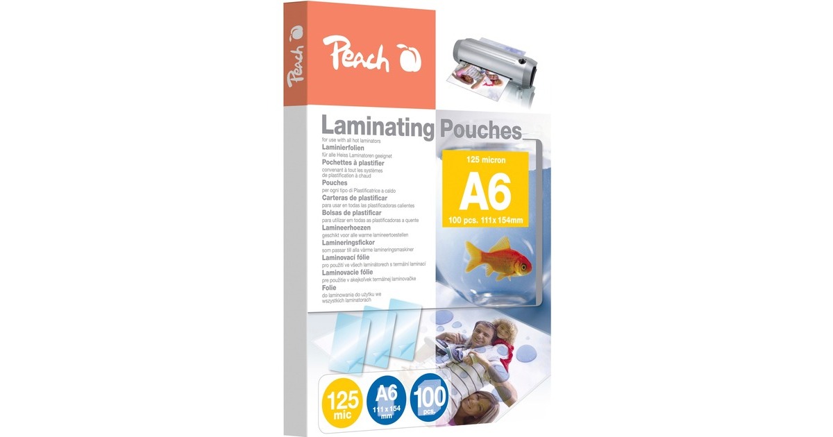 Peach Laminierfolie A6 125mic PP525-04, Folien(glänzend, 100 Stück)