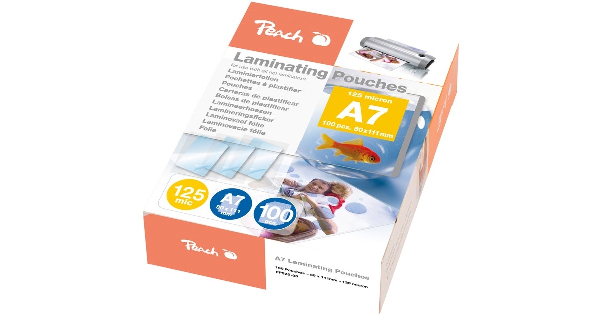 Peach Laminierfolie A7 125mic PP525-05, Folien(glänzend, 100 Stück)