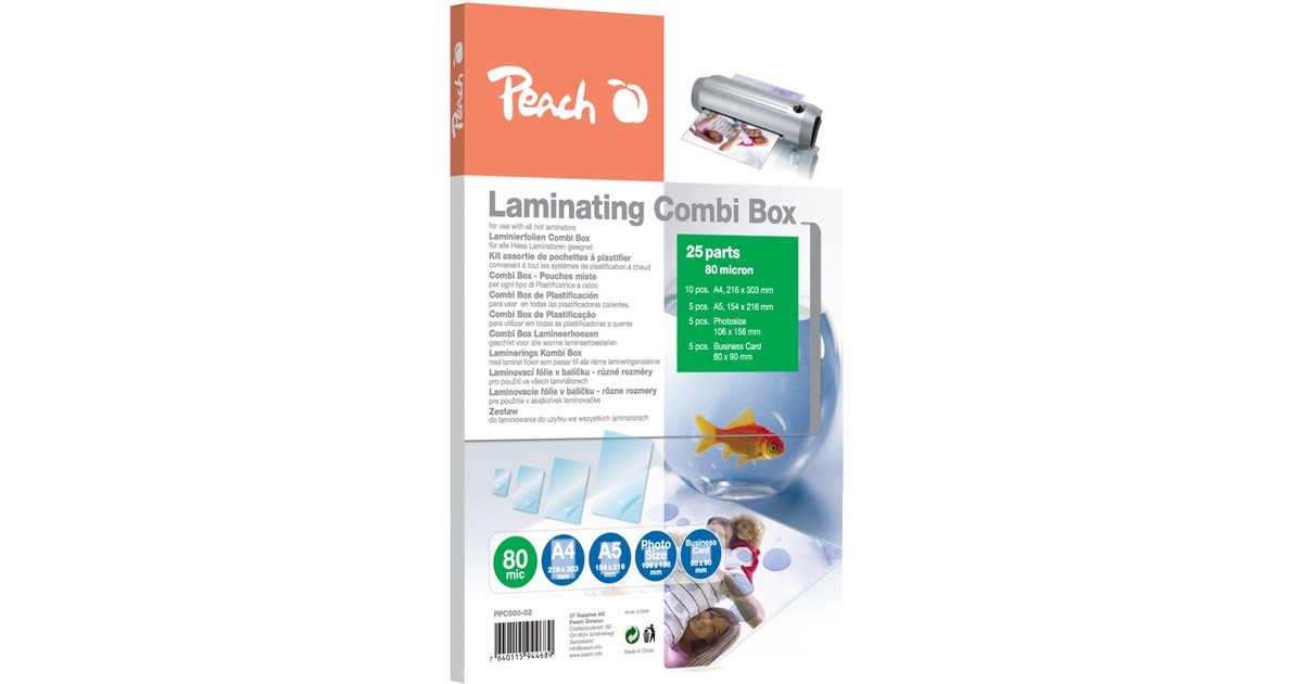 Peach Laminierfolien-Set PPC500-02(glänzend, 25-teilig)