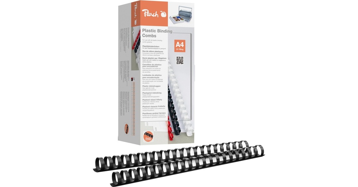 Peach Plastikbinderücken 22mm A4(schwarz, 50 Stück)
