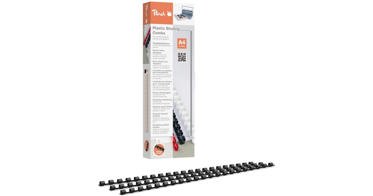 Peach Plastikbinderücken 6mm A4(schwarz, 100 Stück)