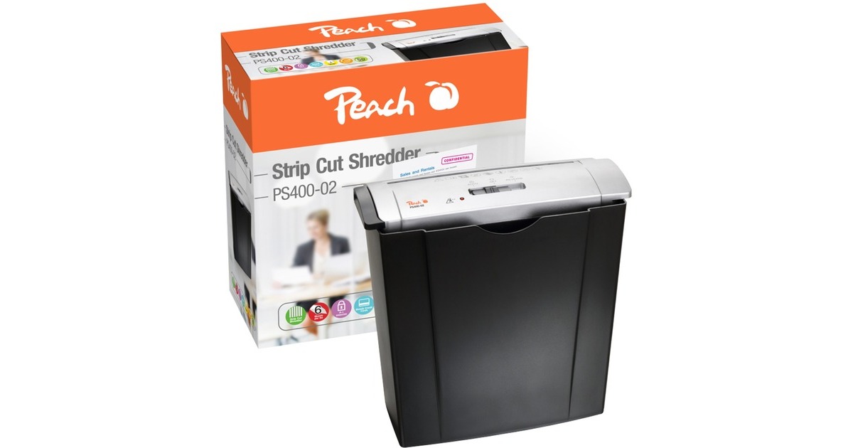 Peach Strip Cut Schredder PS400-02, Aktenvernichter(silber/schwarz)