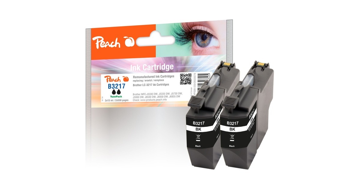 Peach Tinte Doppelpack schwarz PI500-220(kompatibel zu Brother LC-3217BK)