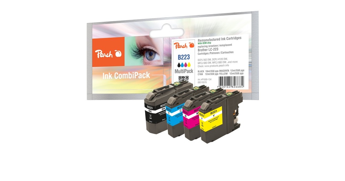 Peach Tinte MultiPack PI500-134(kompatibel zu Brother LC-223BK/C/M/Y) Peach Tinte MultiPack PI500-134(kompatibel zu Brother LC-223BK/C/M/Y)