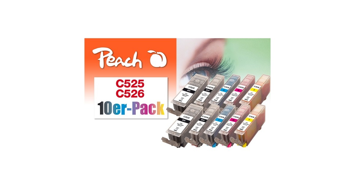 Peach Tinte PI100-309 (10er-Pack)(kompatibel zu Canon PGI-525/CLI-526) Peach Tinte PI100-309 (10er-Pack)(kompatibel zu Canon PGI-525/CLI-526)