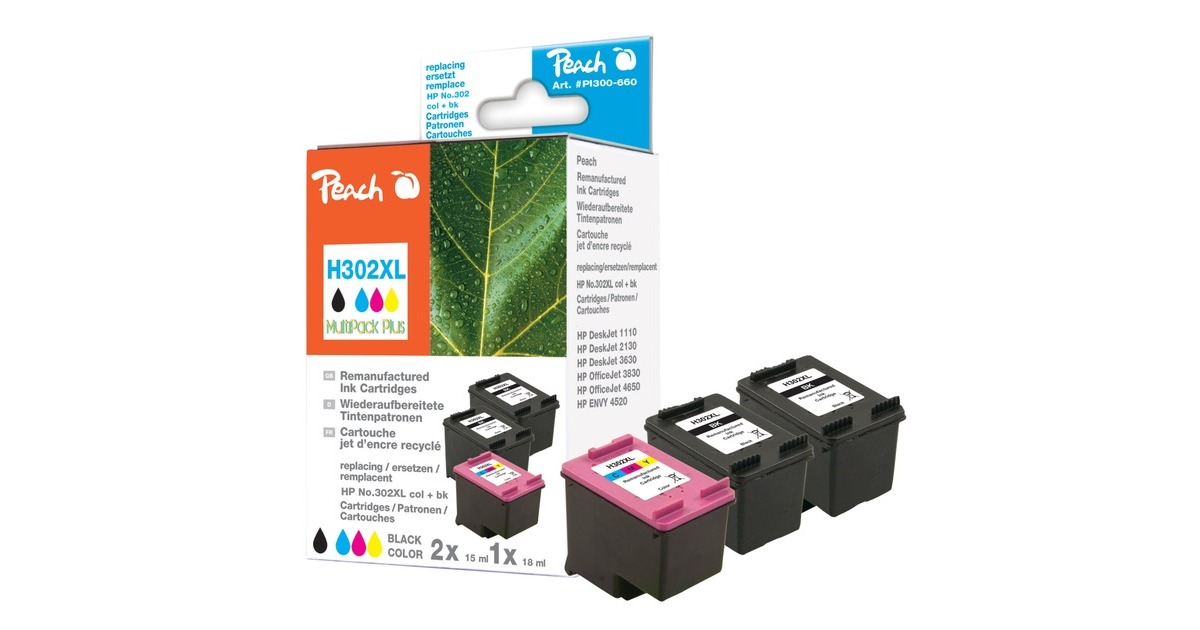 Peach Tinte SparPack PI300-660(kompatibel zu HP 302XL, F6U68A, F6U67A)