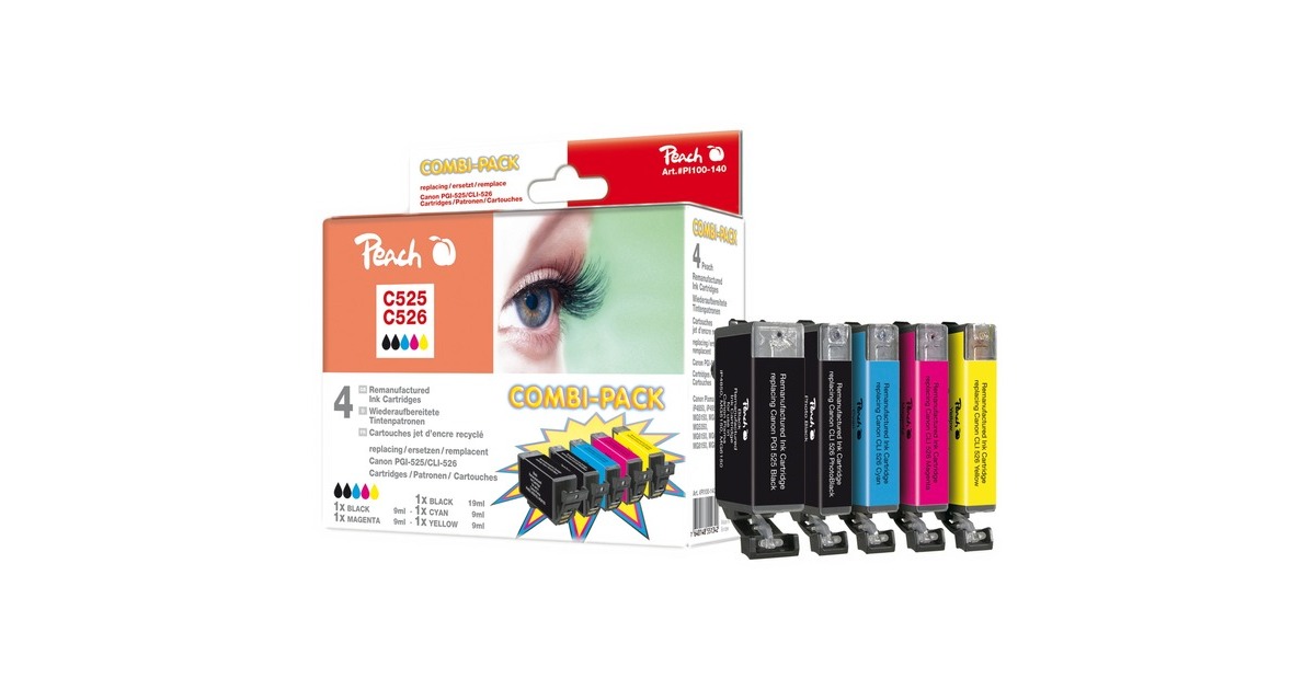 Peach Tinte Spar Pack PI100-140(kompatibel zu Canon PGI-525, CLI-526 (4541B006))