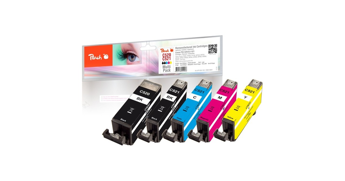 Peach Tinte Spar Pack PI100-152(kompatibel zu Canon PGI-520, CLI-521 (2934B007))